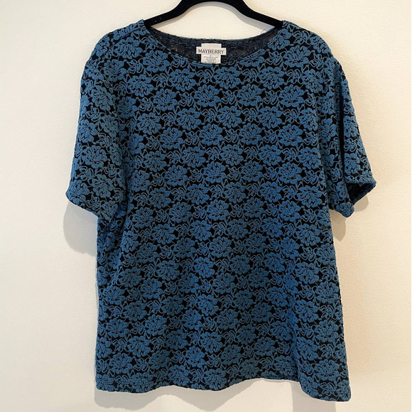 Mayberry Blue Lace Short Sleeve Top - Picture 1 of 4